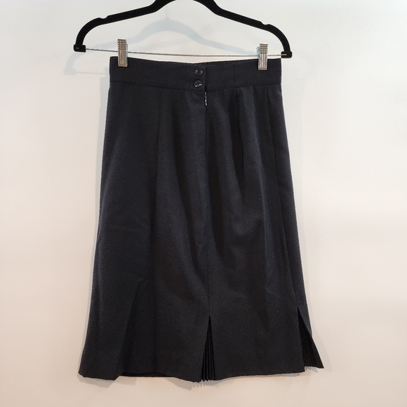 Escada Deep Navy Pleated Hem Pencil Skirt Pure New Wool Vintage Skirt sz 36 Sm - Picture 4 of 11